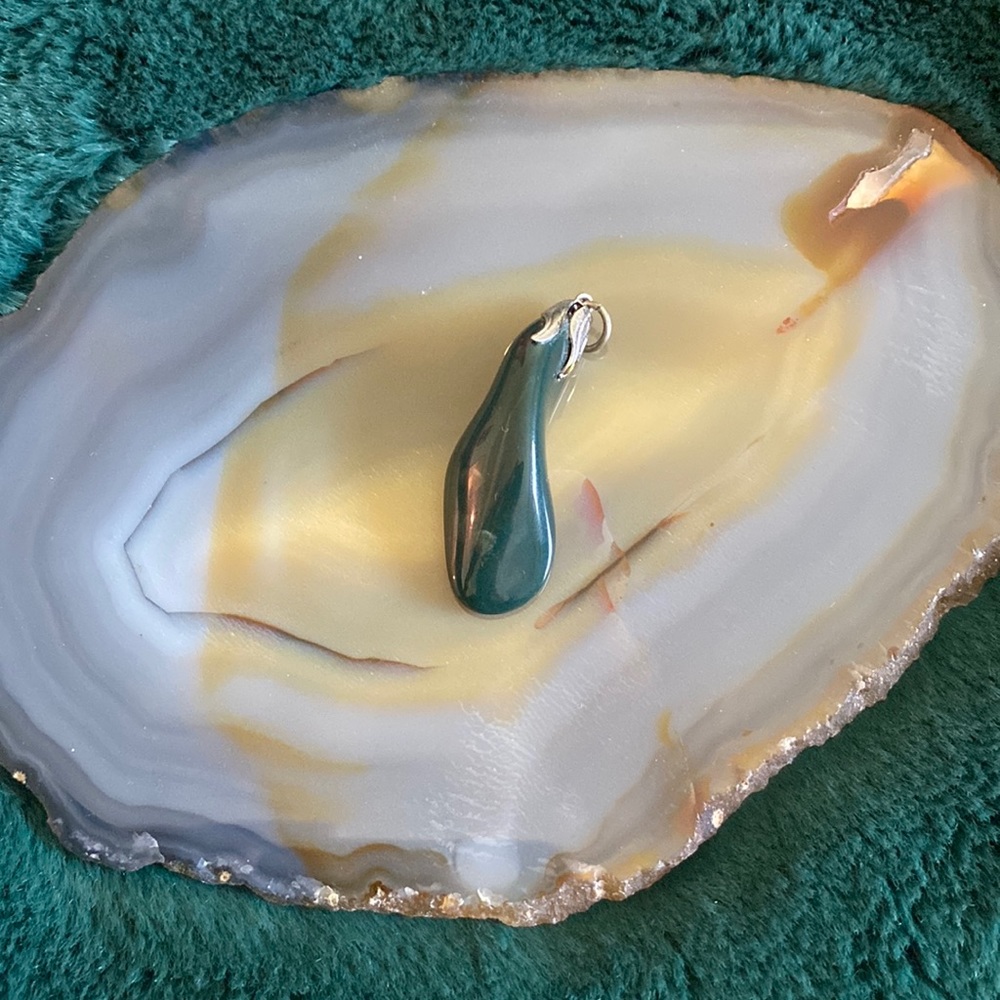 Mossy green, eggplant shaped charm